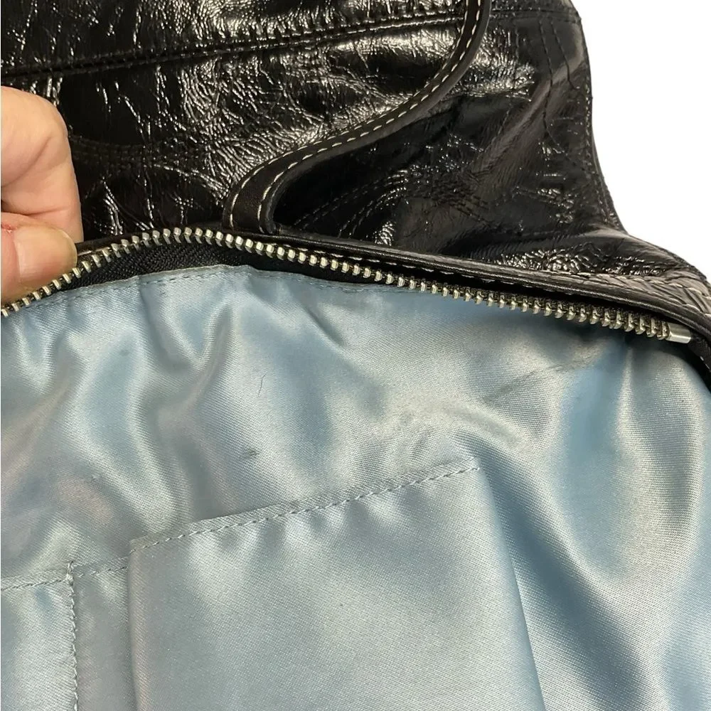Coach Black Patent Leather Signature Satchel Purse Bag Style 15142